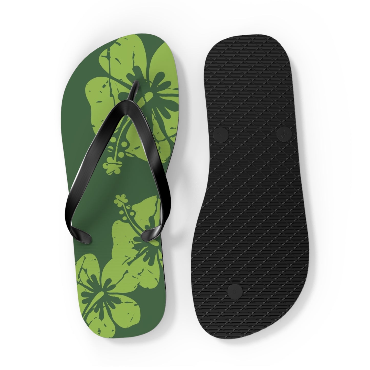 " The Classic Hibiscus" Flip Flop - Distressed Green