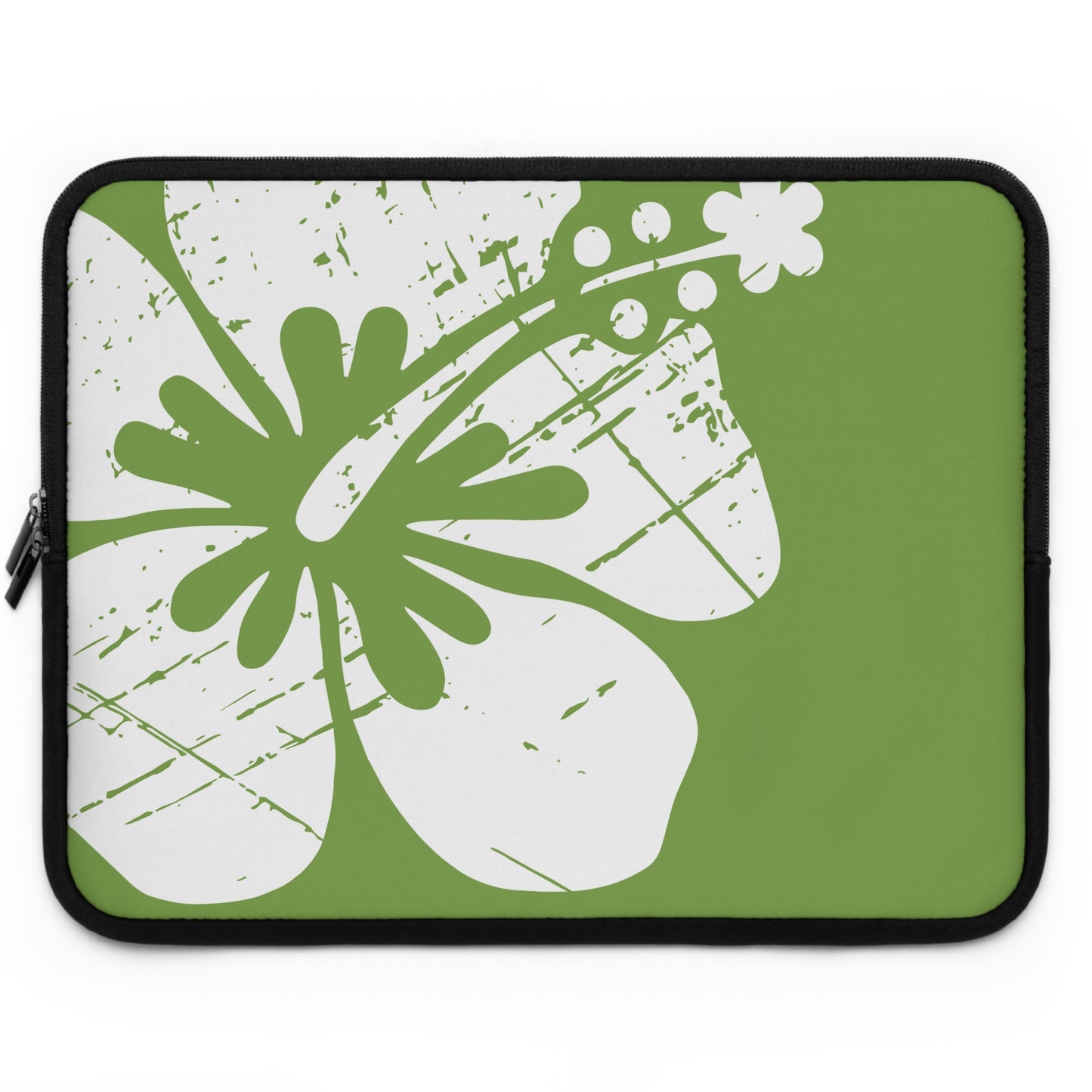 "The Classic Hibiscus" Laptop Sleeve - Distressed Green