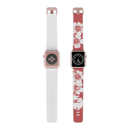 "The Classic Hibiscus" - Distressed  Red Watch Band for Apple Watch