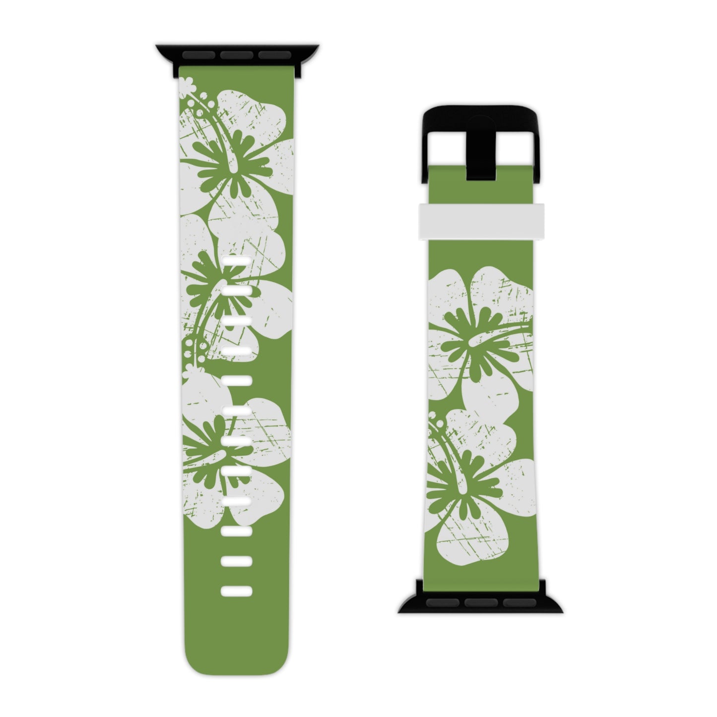 "The Classic Hibiscus" - Distressed Green Watch Band for Apple Watch