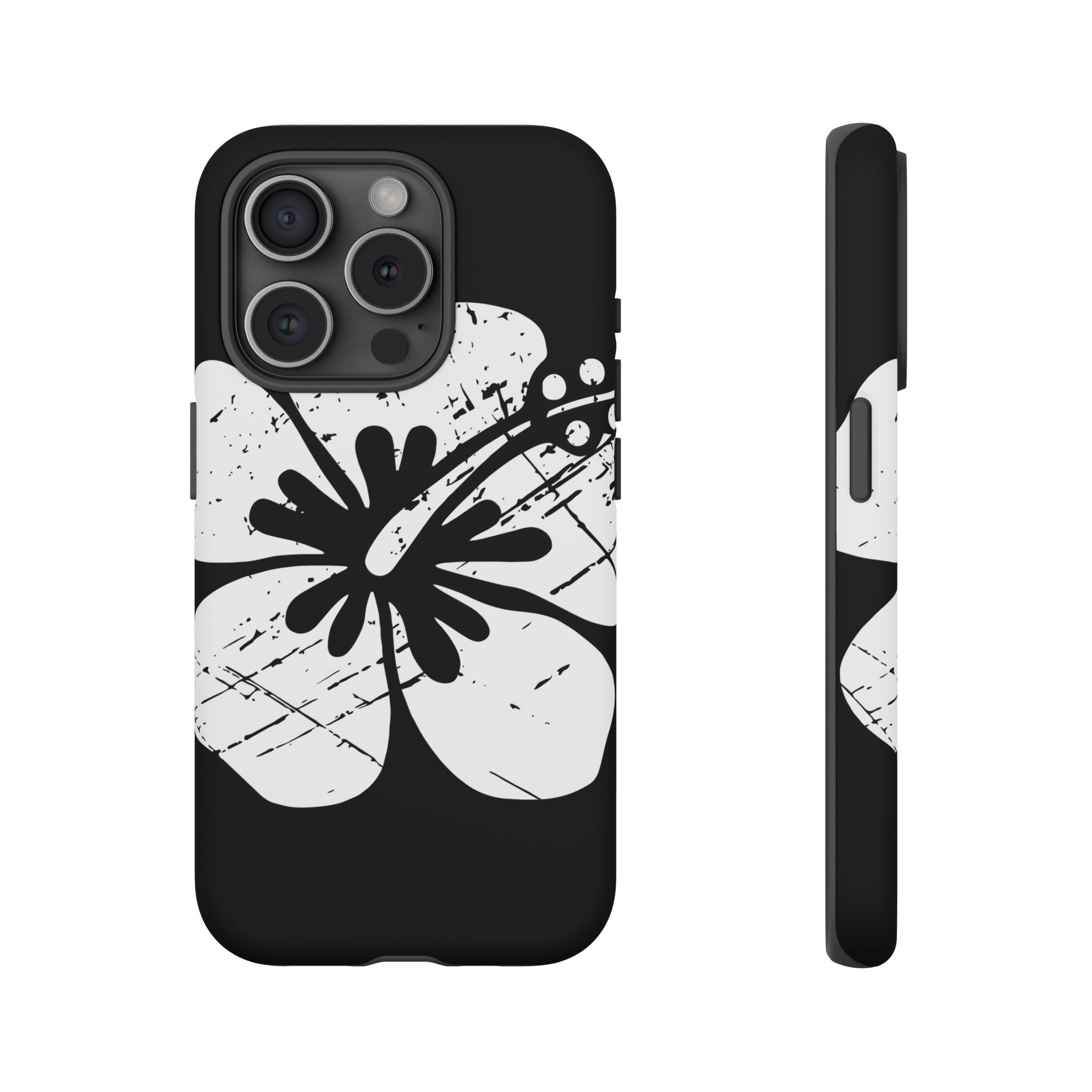 "The Classic Hibiscus" Phone Cover - Distressed Black