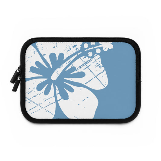 "The Classic Hibiscus" Laptop Sleeve - Distressed Blue