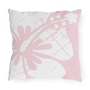 "The Classic Hibiscus" Outdoor Pillow - Distressed Pink