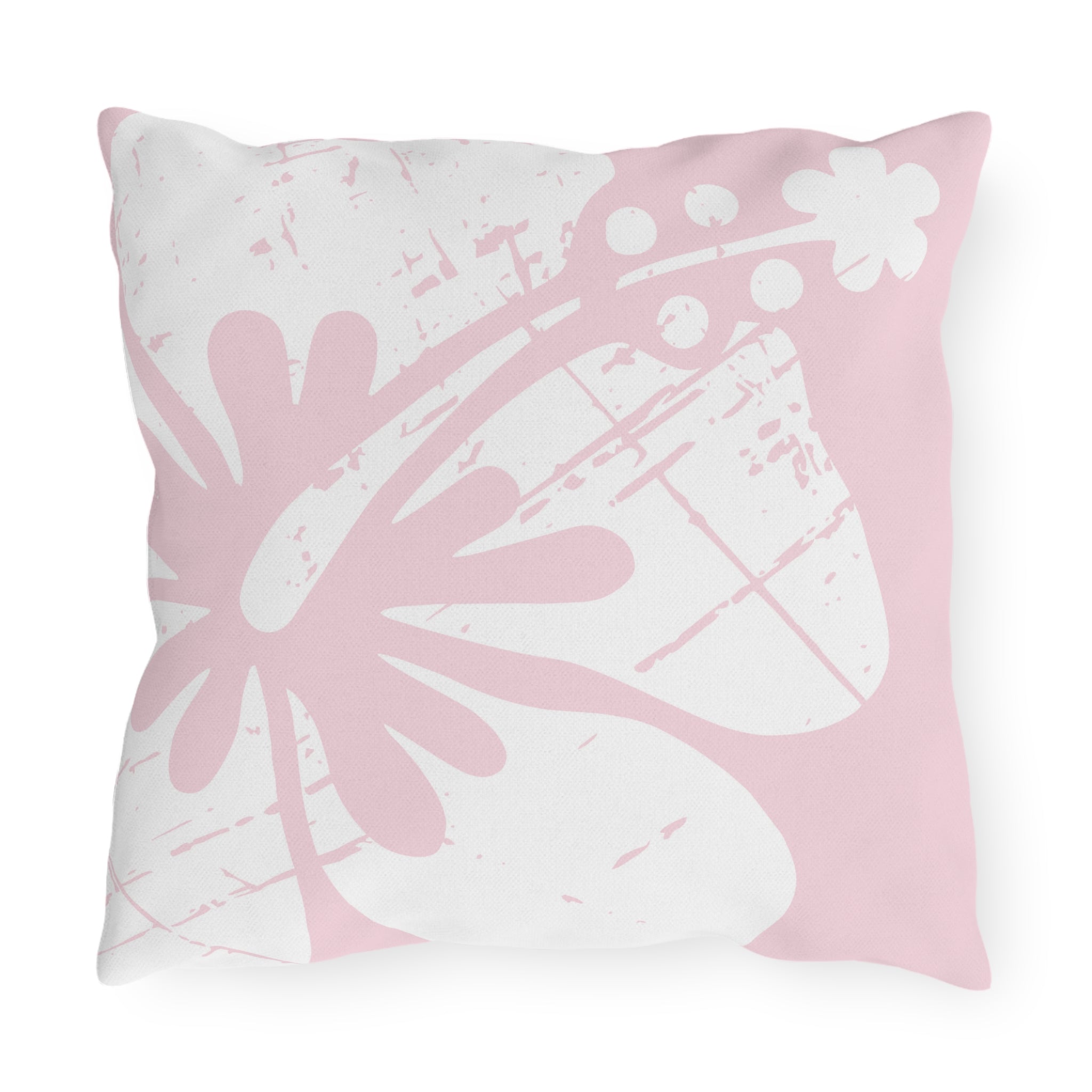 "The Classic Hibiscus" Outdoor Pillow - Distressed Pink