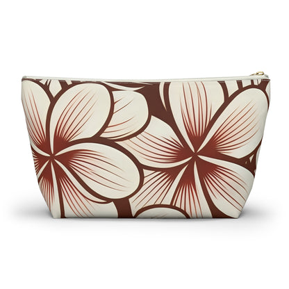 "The Plumeria" Accessory Pouch w T-bottom - Mono Red