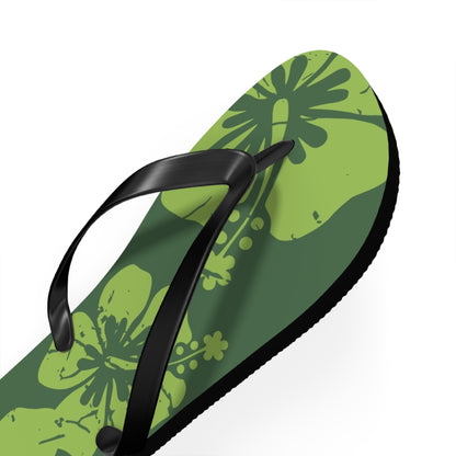 " The Classic Hibiscus" Flip Flop - Distressed Green