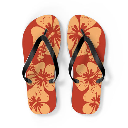 " The Classic Hibiscus" Flip Flop - Distressed Orange