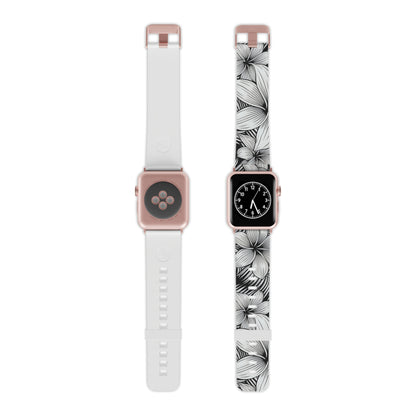 "The Plumeria" - Black and White Watch Band for Apple Watch