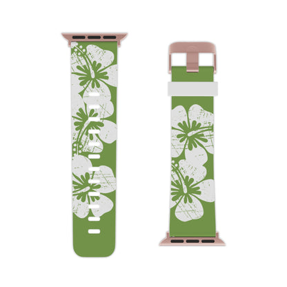 "The Classic Hibiscus" - Distressed Green Watch Band for Apple Watch