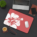 "The Classic Hibiscus" Desk Mat - Distressed Red