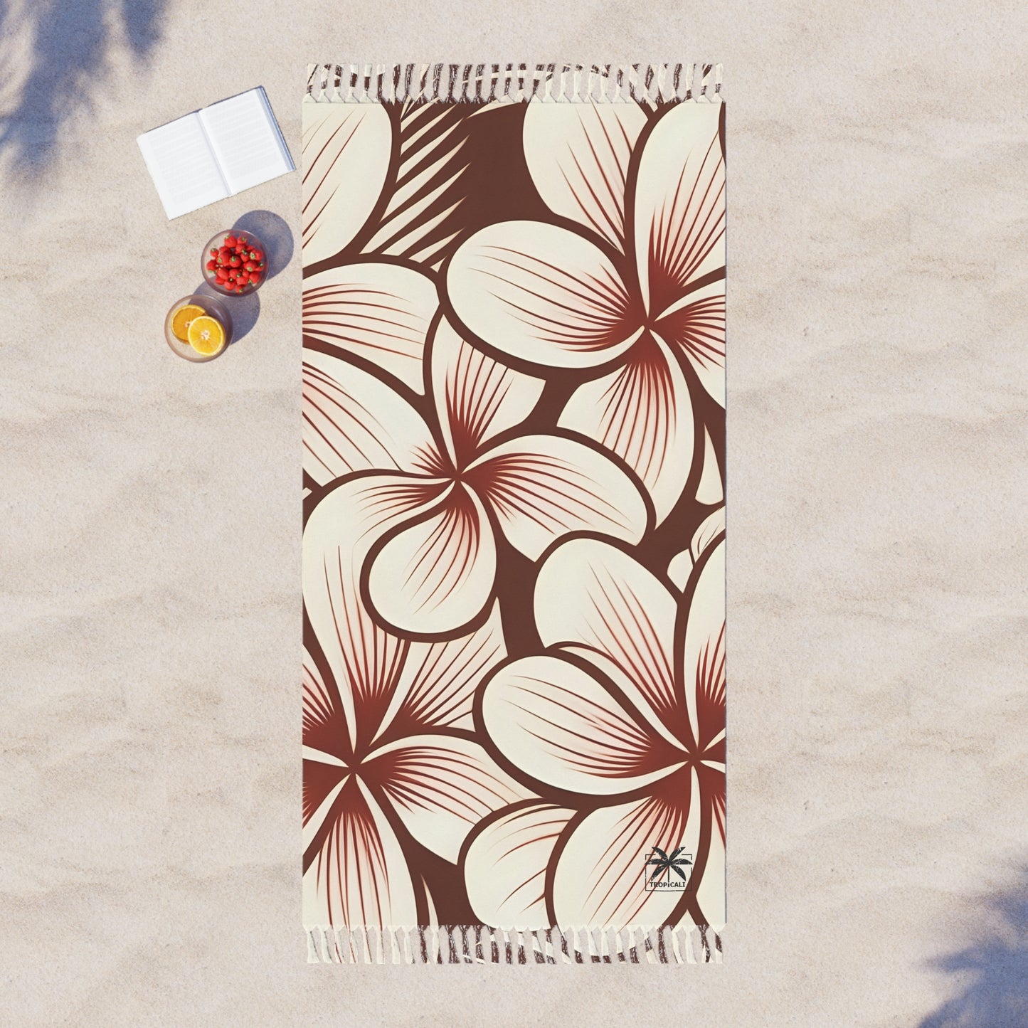 "The Plumeria" Beach Cloth - Mono Red