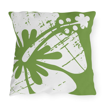 "The Classic Hibiscus" Outdoor Pillow - Distressed Green