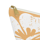 "The Classic Hibiscus" Accessory Pouch w T-bottom - Distressed Orange