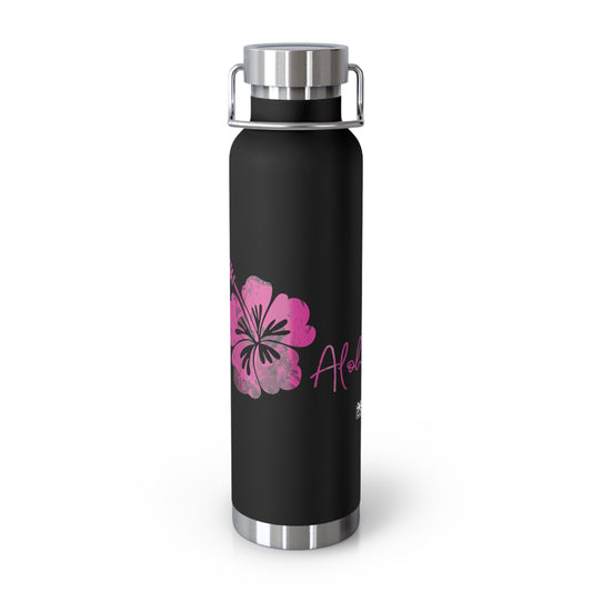 Aloha Hibiscus Copper Insulated Bottle with cap, 22oz