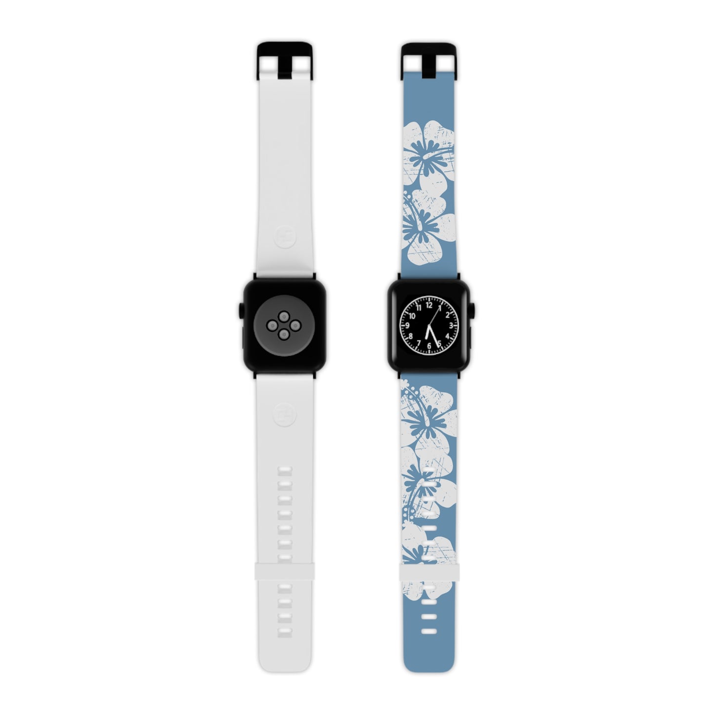 "The Classic Hibiscus" - Distressed Blue Watch Band for Apple Watch