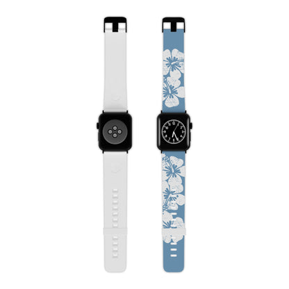 "The Classic Hibiscus" - Distressed Blue Watch Band for Apple Watch