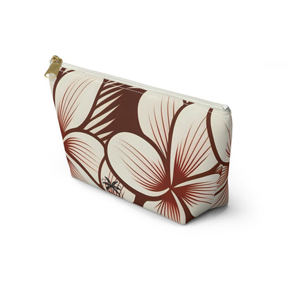 "The Plumeria" Accessory Pouch w T-bottom - Mono Red