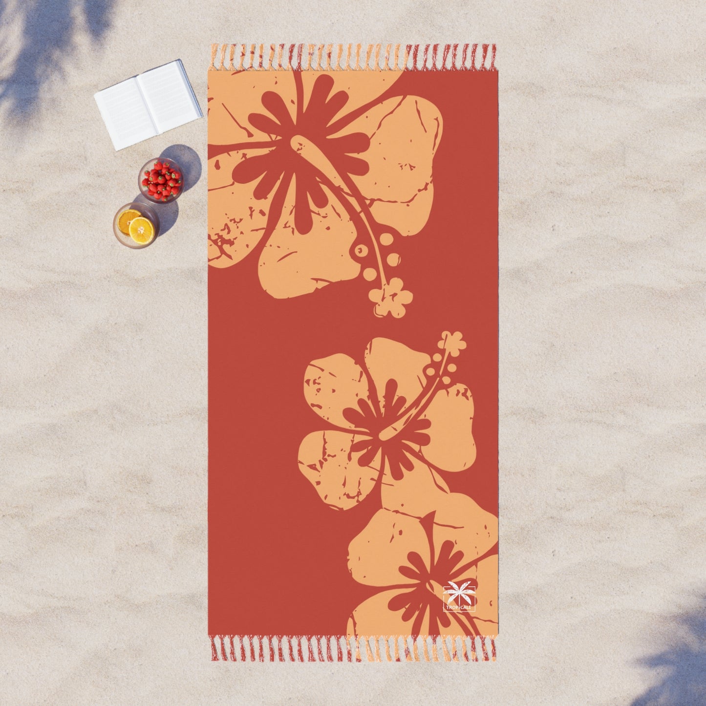 "The Classic Hibiscus"  Beach Cloth - Distressed Orange