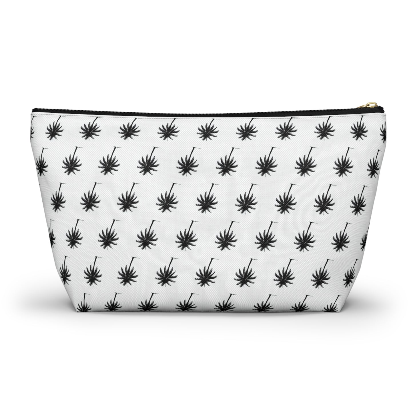 "Swaying Palms" Accessory Pouch w T-bottom - Black and White