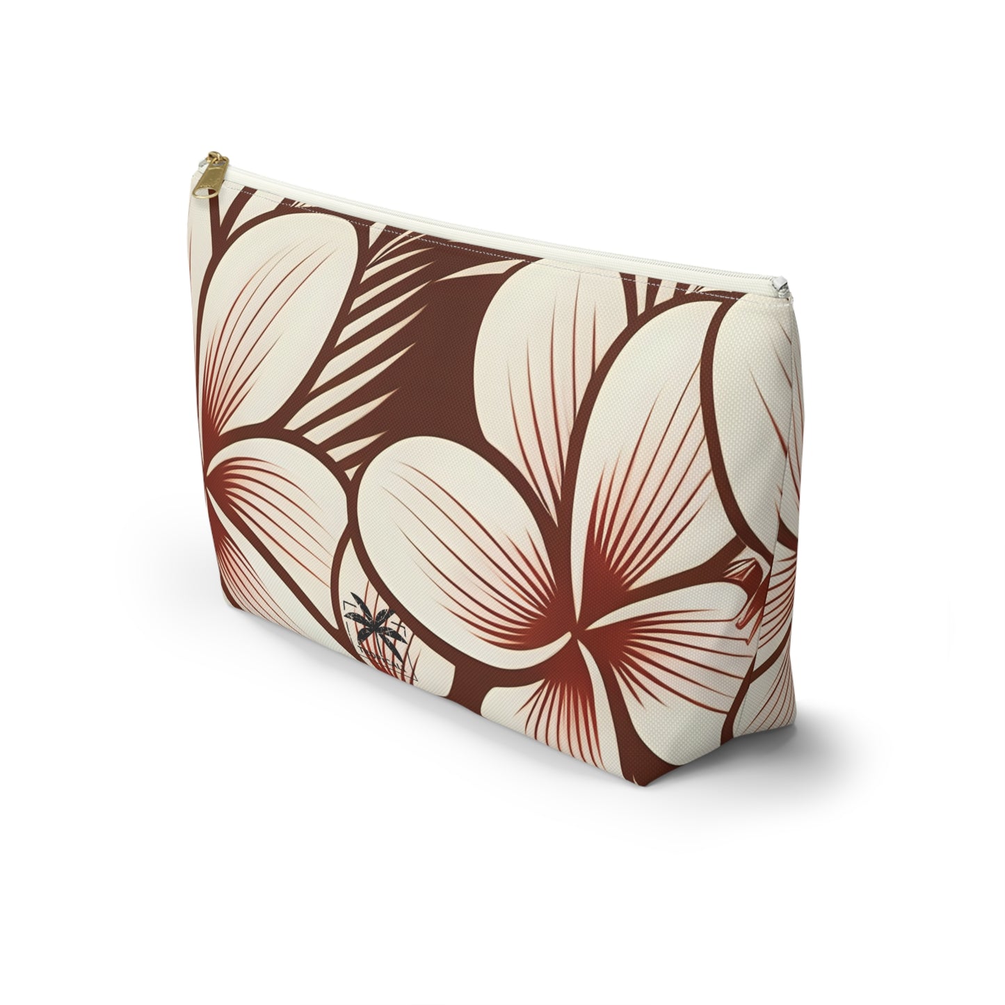 "The Plumeria" Accessory Pouch w T-bottom - Mono Red