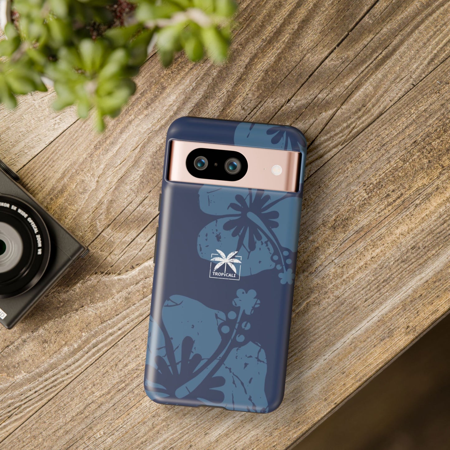 "The Classic Hibiscus" Phone Cover - Distressed Blue