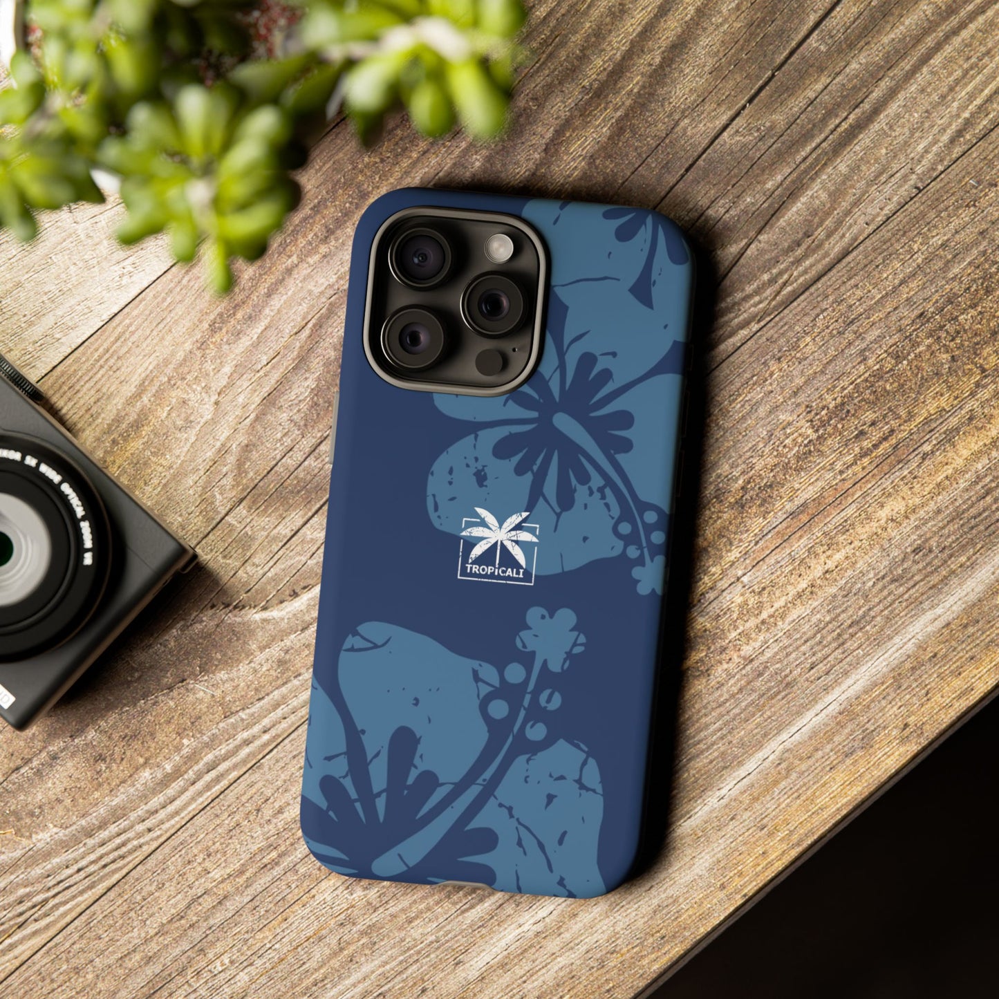 "The Classic Hibiscus" Phone Cover - Distressed Blue