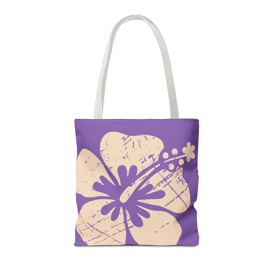 "Classic Hibiscus " Tote Bag - Distressed  Ube Purple