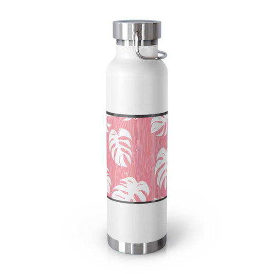 "Red Monstera" Copper Insulated Bottle with cap, 22oz