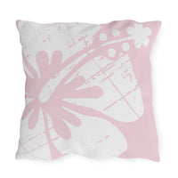 "The Classic Hibiscus" Outdoor Pillow - Distressed Pink
