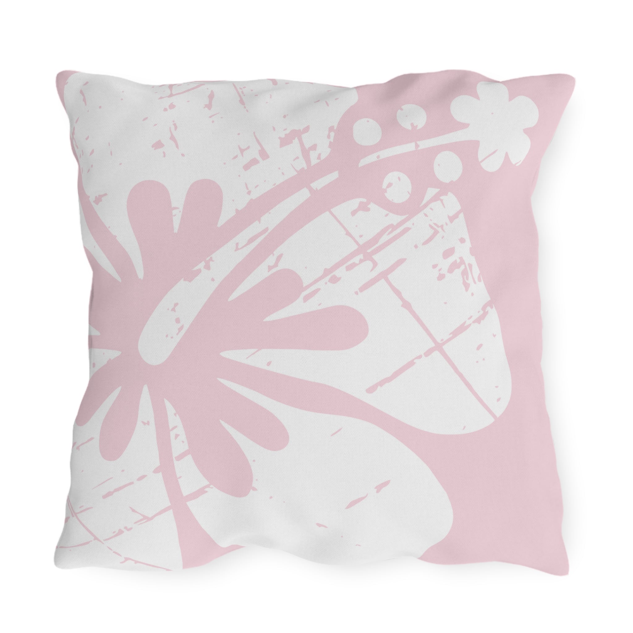 "The Classic Hibiscus" Outdoor Pillow - Distressed Pink