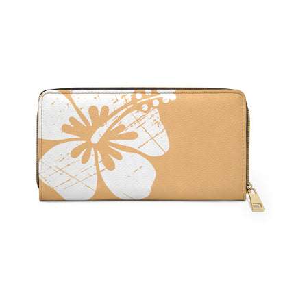 "The Classic Hibiscus" Zipper Wallet - Distressed Orange