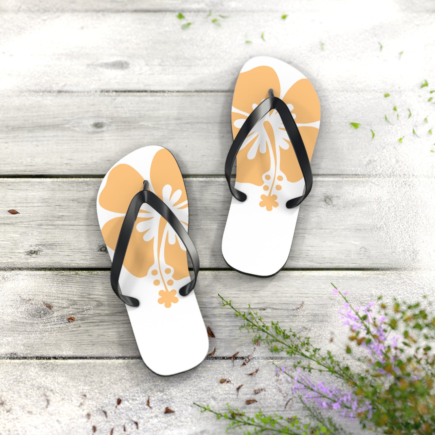 "Orange Hibiscus" Flip Flops