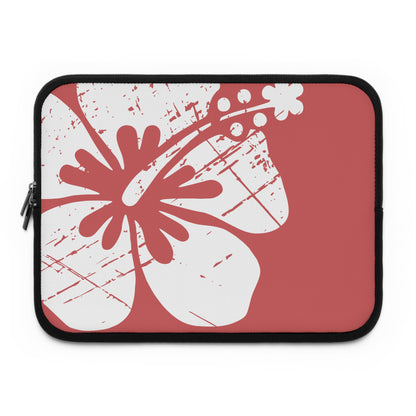 "The Classic Hibiscus" Laptop Sleeve - Distressed Red