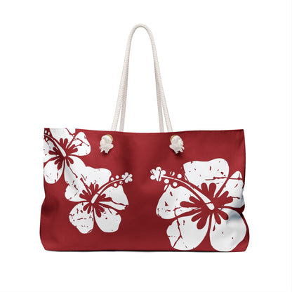 "The Classic Hibiscus" Beach Bag - Distressed Red