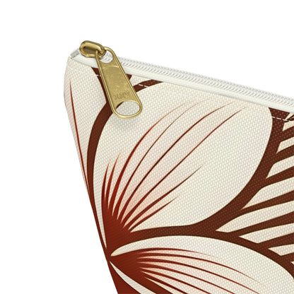 "The Plumeria" Accessory Pouch w T-bottom - Mono Red