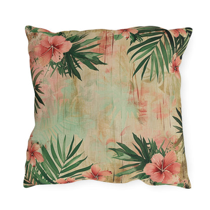 "Hibiscus in Watercolors" Outdoor Pillow