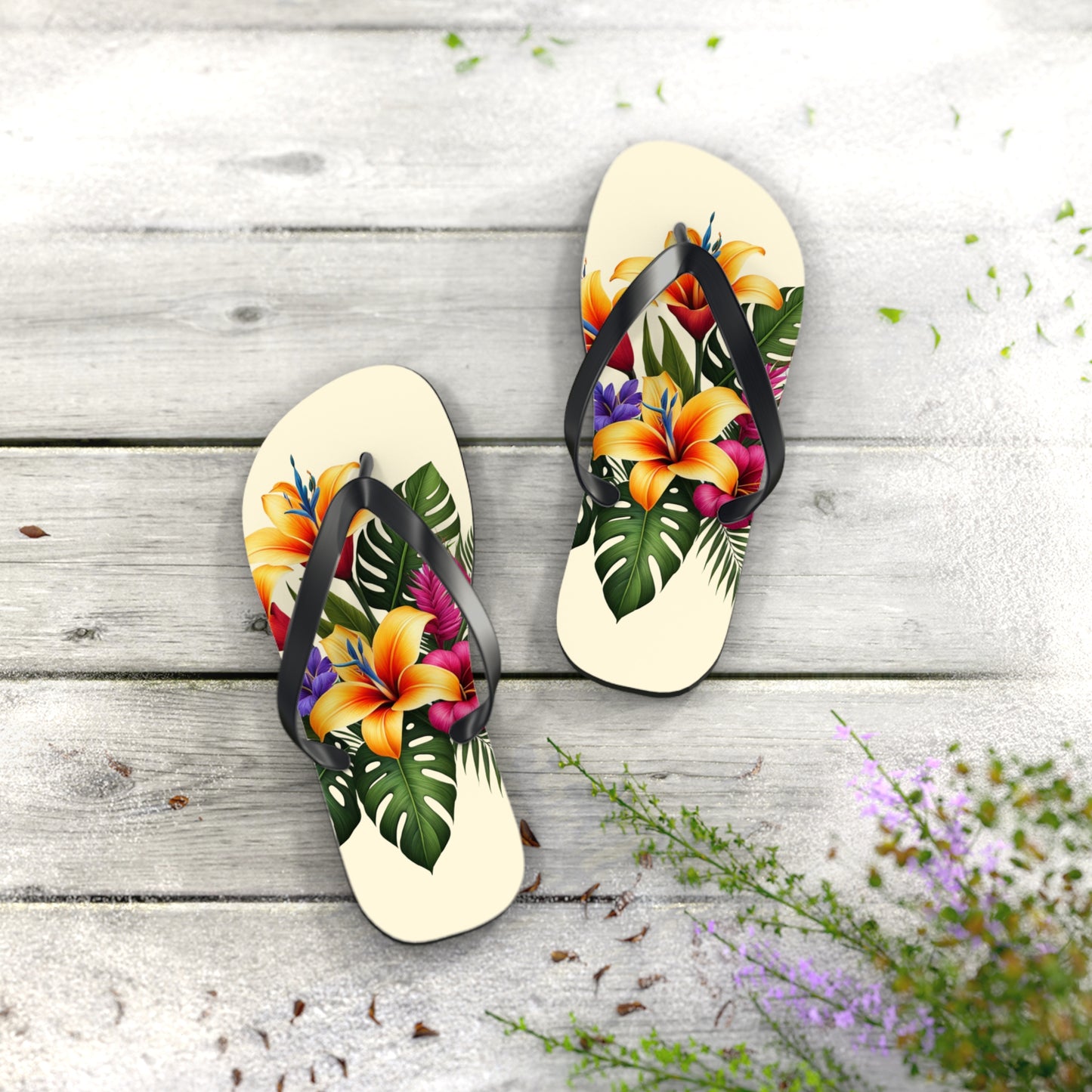 "Tropical Arrangement" Flip Flops