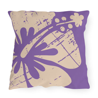 "The Classic Hibiscus" Outdoor Pillow - Distressed Ube Purple