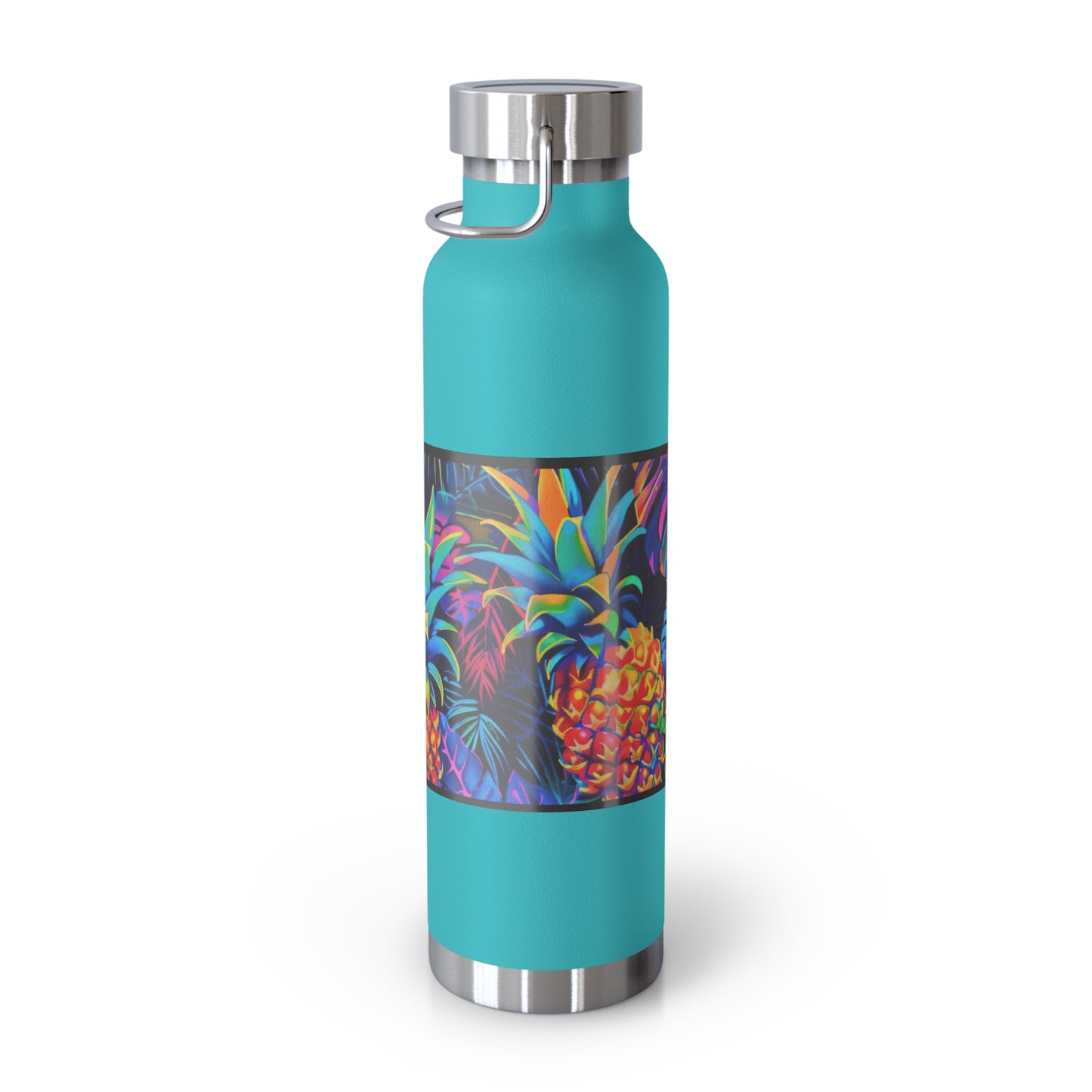 "Neon Pineapple" Copper Insulated Bottle with cap, 22oz