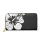 "The Classic Hibiscus" Zipper Wallet - Distressed Black