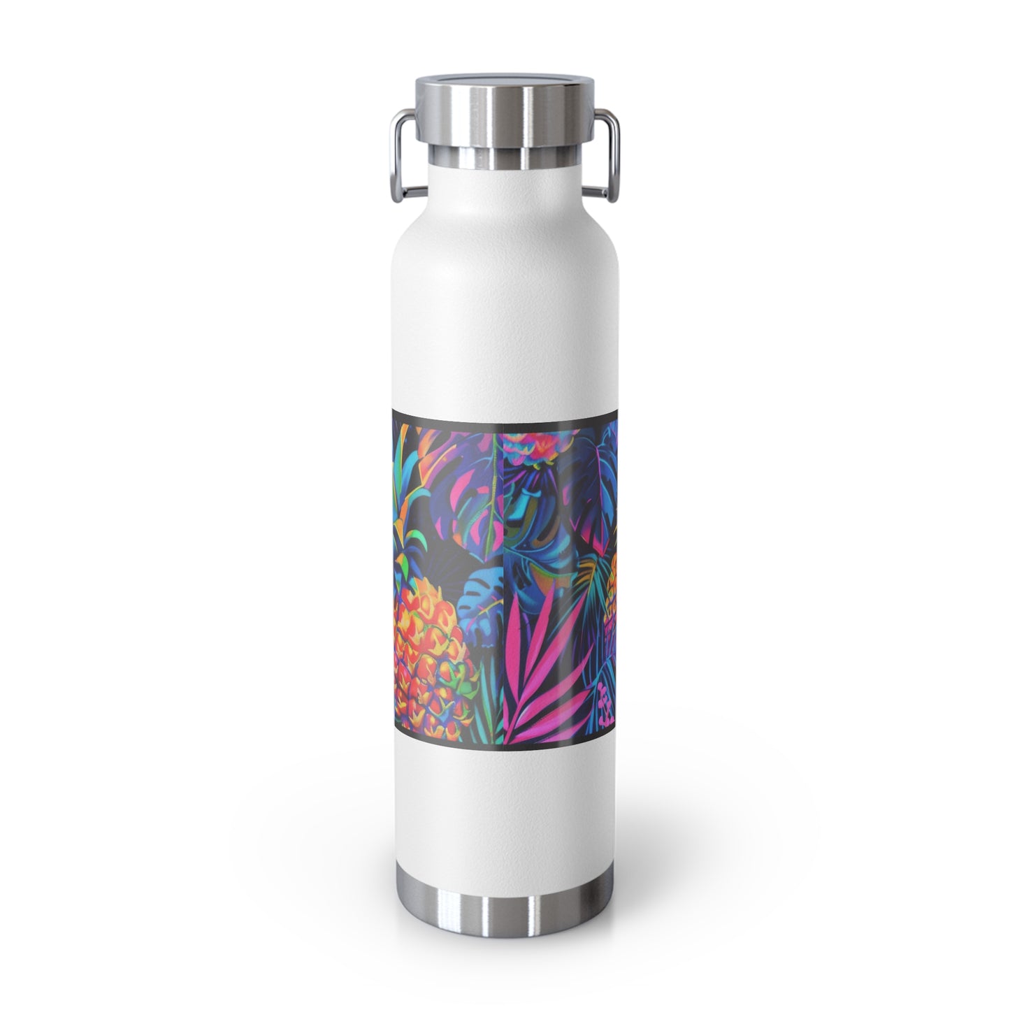 "Neon Pineapple" Copper Insulated Bottle with cap, 22oz