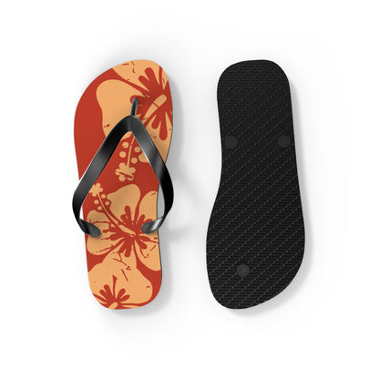 " The Classic Hibiscus" Flip Flop - Distressed Orange