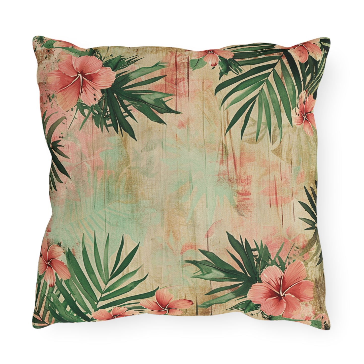 "Hibiscus in Watercolors" Outdoor Pillow