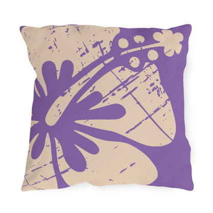 "The Classic Hibiscus" Outdoor Pillow - Distressed Ube Purple