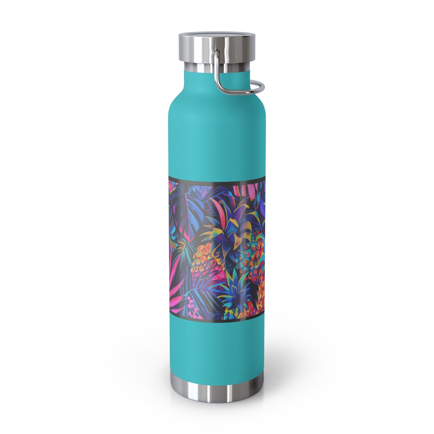 "Neon Pineapple" Copper Insulated Bottle with cap, 22oz