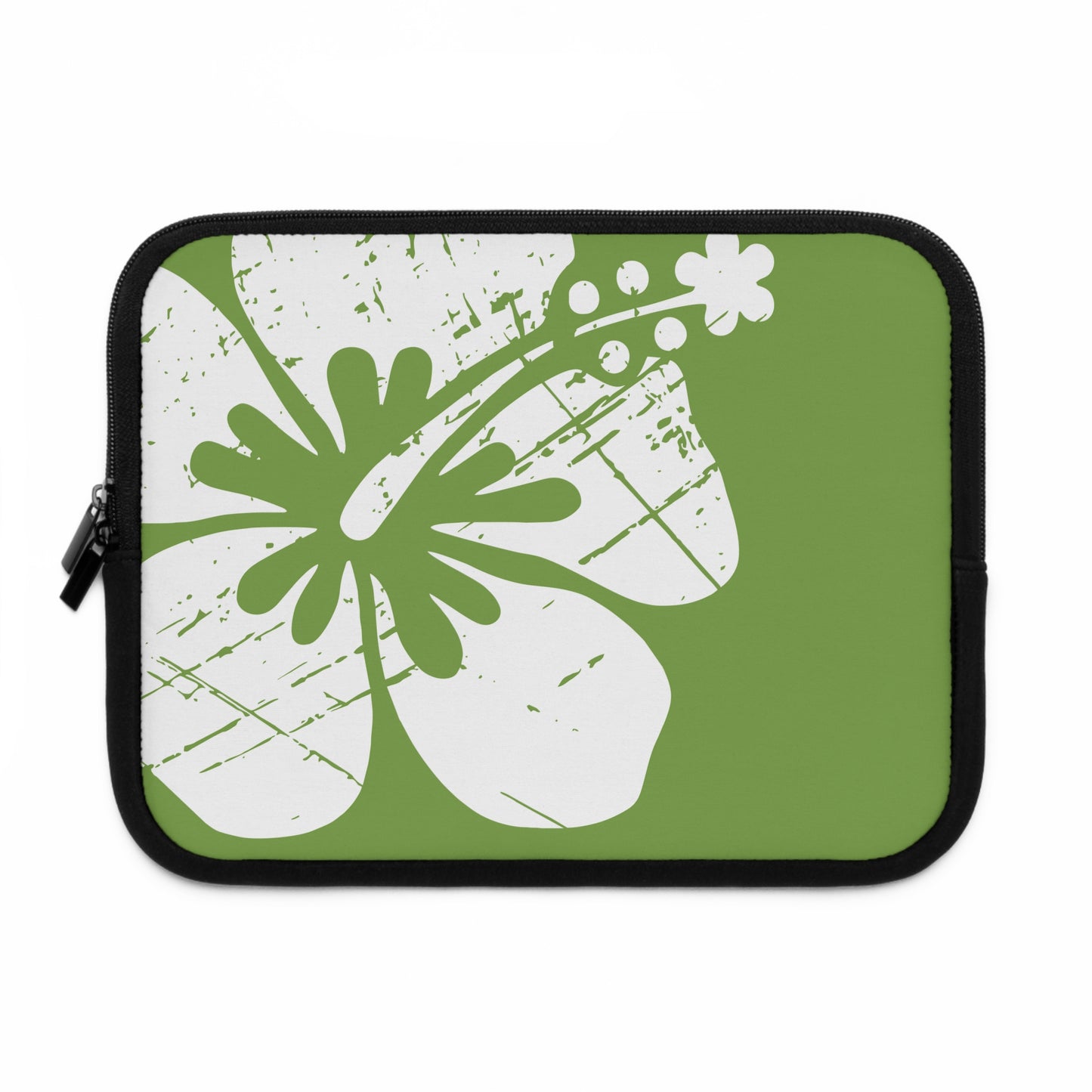 "The Classic Hibiscus" Laptop Sleeve - Distressed Green