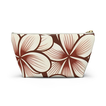 "The Plumeria" Accessory Pouch w T-bottom - Mono Red