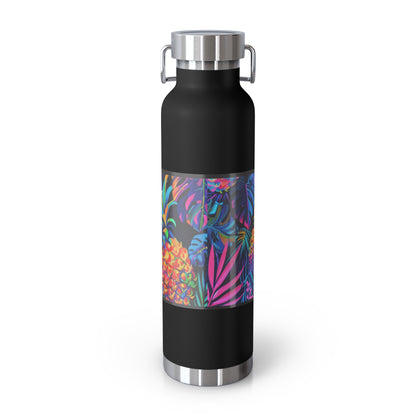 "Neon Pineapple" Copper Insulated Bottle with cap, 22oz