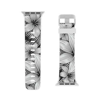 "The Plumeria" - Black and White Watch Band for Apple Watch