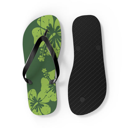 " The Classic Hibiscus" Flip Flop - Distressed Green